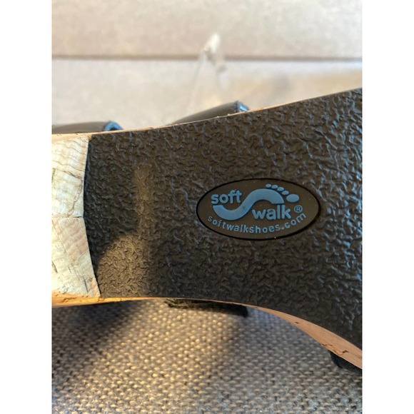 Soft Walk Woman’s patent leather sandal black Carson Size 8.5 cork heel open toe - Picture 16 of 16